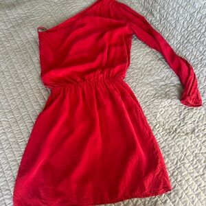 Silk Red one shoulder dress